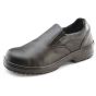 Ladies Slip On Shoe with Leather Upper & Steel Toe Cap Black Size EU 36/03