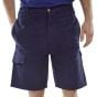 Cargo Multi-Pocket Shorts Cotton Twill Button & Zip Fastening Navy Blue 34