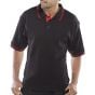 Click Polo Shirt Poly/Cotton Fabric Lined Neck Seam Two Tone Black/Red LGE