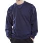 V-Neck Sweatshirt Poly/Cotton Fleece Inner Ribbed Cuffs/Waist Navy Blue S