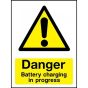 'Danger Battery Charging In Progress' Sign - 400mm x 300mm - 3mm Rigid Foamex