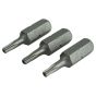 TORX (Star) Head Security S2 Grade Steel Screwdriver Bits T10S x 25mm (3 Pack)