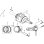 Crankshaft / Piston Assembly for Loncin G120F R Shaft (118cc, 3.5hp) Engine