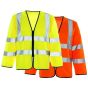 High Visibility Long Sleeved Waistcoat - Available in Yellow & Orange