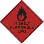 Highly Flammable LPG Hazard Warning Diamond Label 100mm x 100mm