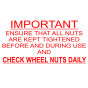 Self Adhesive Label - Check Wheel Nuts