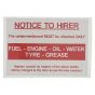 Self Adhesive Label - Notice to Hirer