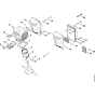 Cylinder, Muffler Assembly for Stihl 048 Gasoline Chainsaws