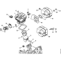 Cylinder & Muffler Assembly for Stihl MS341 Chainsaws