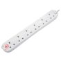 Extension Lead 240V 6-Gang 13A White Surge Protected 2m