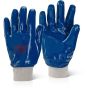 Heavy Duty Glove soft Jersey Lined Nitrile Fully Coated Knitwrist Blue 10