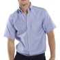 Oxford Shirt Short Sleeve Easy Care Poly/Cotton Button Collar Blue 19.5