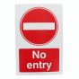 "No Entry" Sign 240mm x 360mm x 3mm Foamex