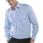 Pilot Shirt Long Sleeve Poly/Cotton Two Pockets Stiff Collar Sky Blue 19