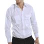 Pilot Shirt Long Sleeve Poly/Cotton Two Pockets Stiffened Collar White 19.5