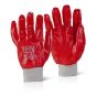 PVC Fully Coated Glove Stockinette Liner & Knitwrist Elasticated Cuff Red 8