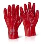 PVC Gauntlet 11 Inch (28cm) Overall Length Open Cuff Liquid Proof 11 Red XL