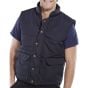 Quebec Body-warmer Quilted Polyester Cotton Stud & Zip Front Navy Blue L