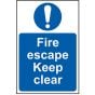 Fire Escape Keep Clear - PVC 200 x 300mm by Scan - 158