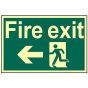 Fire Exit Running Man Arrow Left - Photoluminescent 300 x 200mm by Scan - 1583