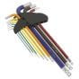 Ball-End Hex Key Set 9pc Colour-Coded Extra-Long Metric Sealey Part No. AK7191