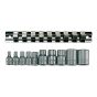 M3814 Socket Clip Rail TX-E Set of 10 3/8in & 1/4in Drive by Teng