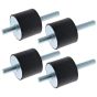 Rubber Mount Male/Male 40x30mm M10 Thread - 4 Pack