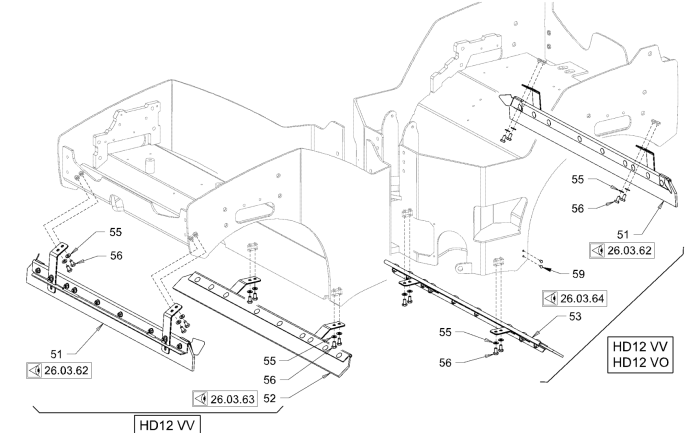 Scraper (Version HD 12) for Hamm HD10 - 12 (H230) Rollers