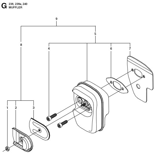 Muffler Assembly for Husqvarna 236 Chainsaws