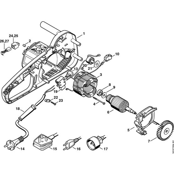 Electric motor Assembly for Stihl E140 E160 E180C Electric Chainsaws