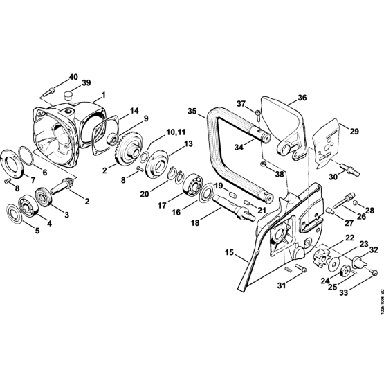 Gear housing, Bar connecting housing, Handlebar Assembly for Stihl E15 Electric Chainsaws