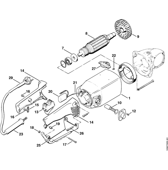 Housing, Handle, Connecting cable 779948 Assembly for Stihl E15 Electric Chainsaws