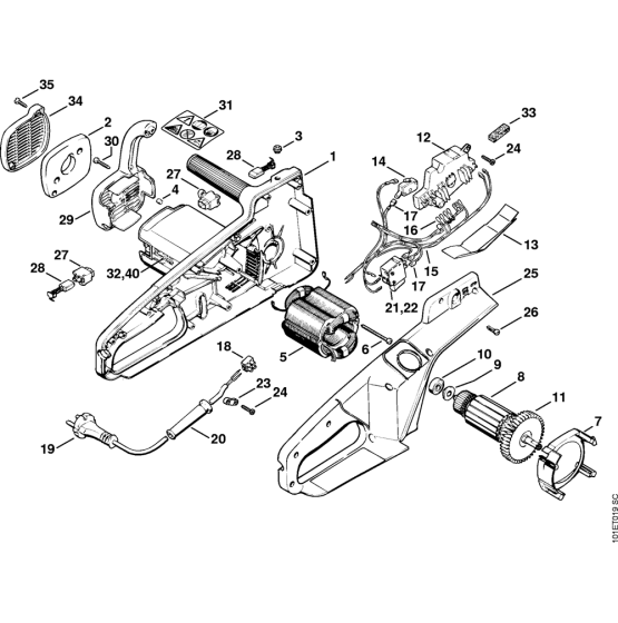 Electric motor Assembly for Stihl E20 E220 Electric Chainsaws