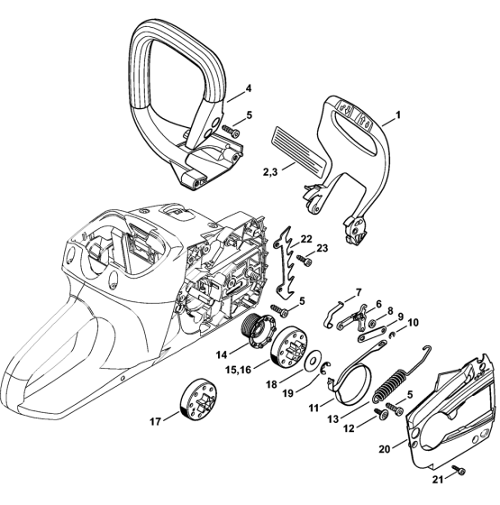 Hand guard, Chain brake Assembly for Stihl MSA200C Electric Chainsaws