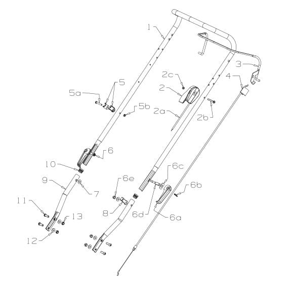 Handle Assembly for Masport 150ST L (2018 Aug 465738) Mower