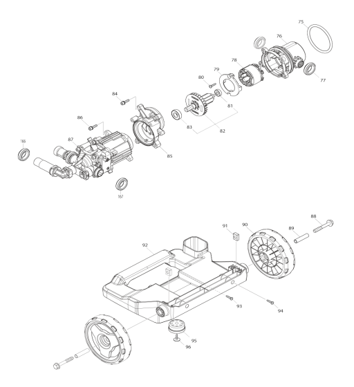 Base, Wheel Assembly for Makita HW001G Pressure Washer